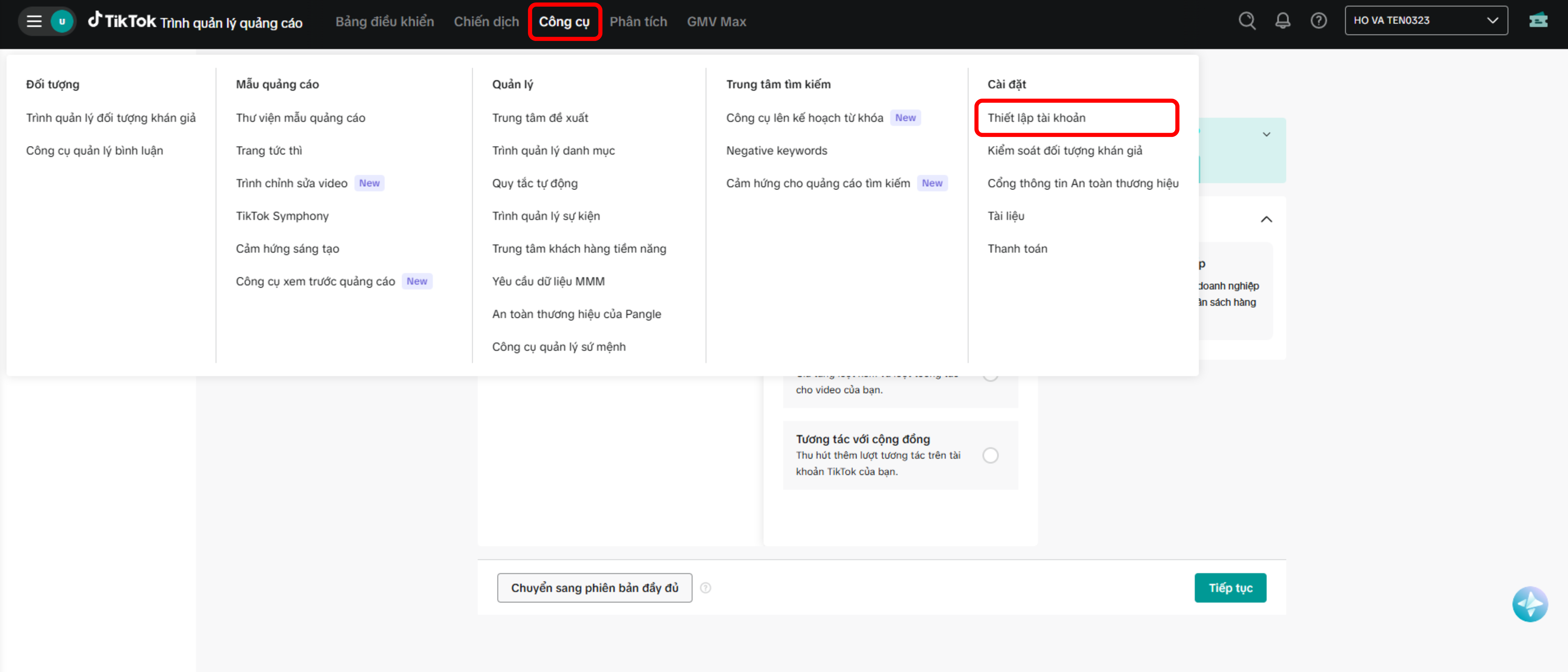 Bước 5 - Gửi tài khoản để xem xét
